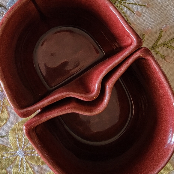 Vintage Burgundy 1930's CamArk Pottery Nesting Creamer Suger Set - Picture 3 of 11